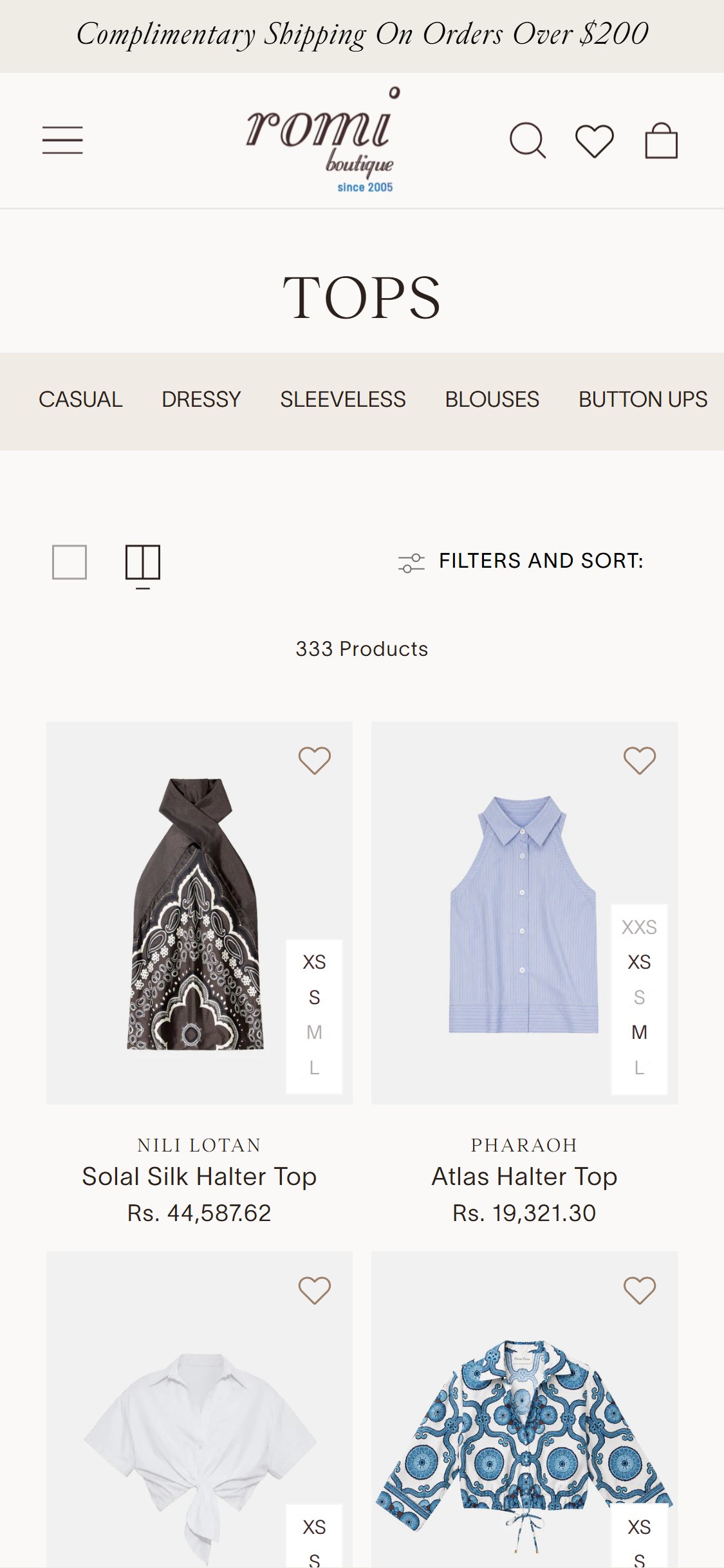 Romi Boutique â€” Collection Cards Mobile