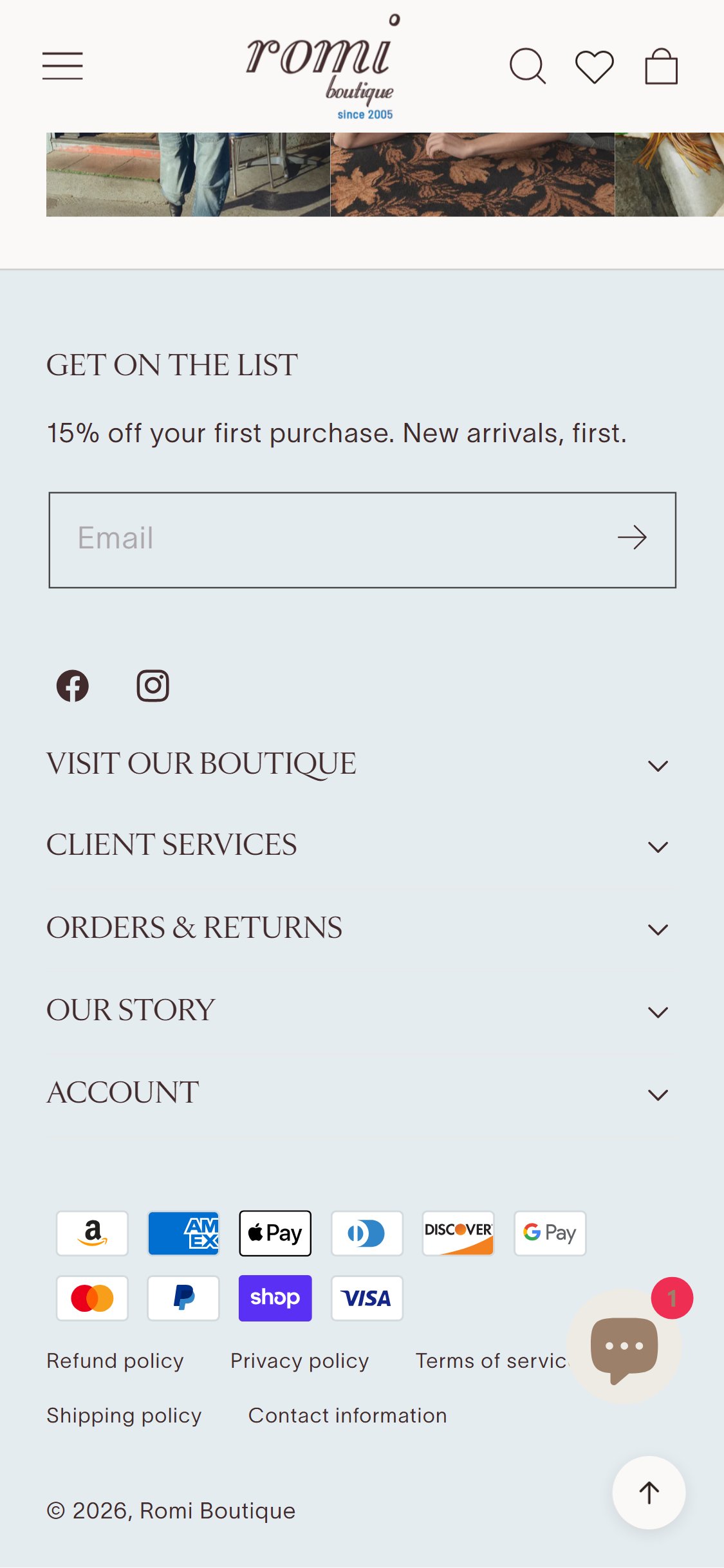 Romi Boutique â€” Footer / Homepage