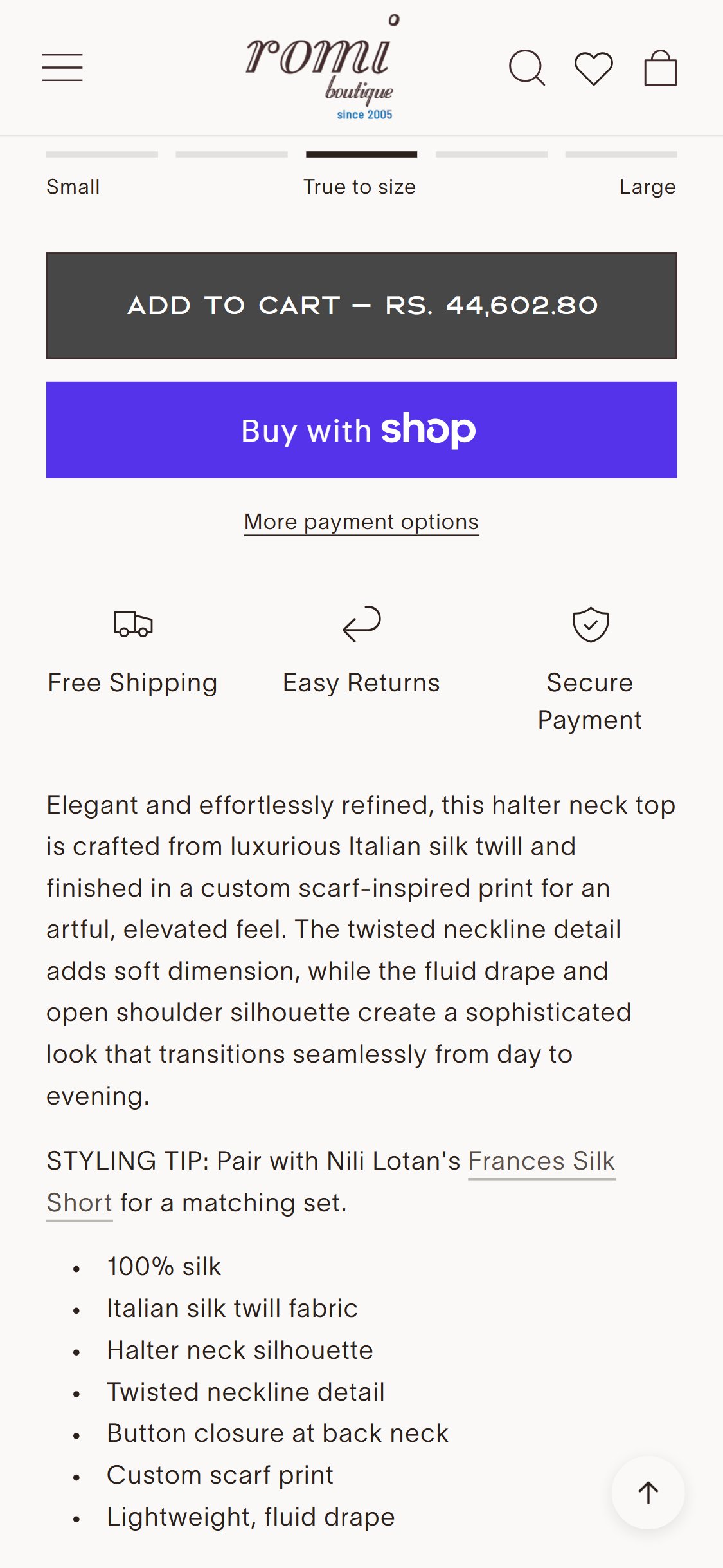 Romi Boutique â€” Mobile PDP
